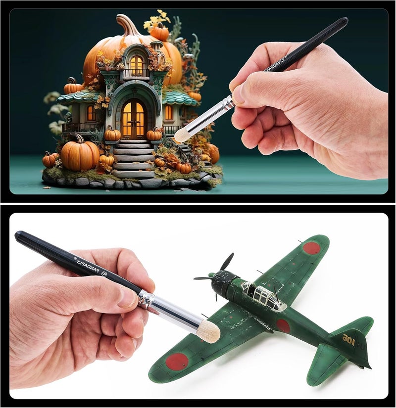 PANDAFLY Drybrush Set - 3 Sizes Hobby Detail Paint Brush Set, Acrylic Paint Brushes for Tabletop, Citadel, Scale Model, Watercolor Oil Painting - Image 4